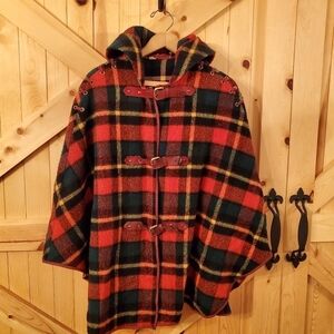 𝅺rare Vintage Plaid Wool Cloak Made In the USA Great cloak for the Renaissance